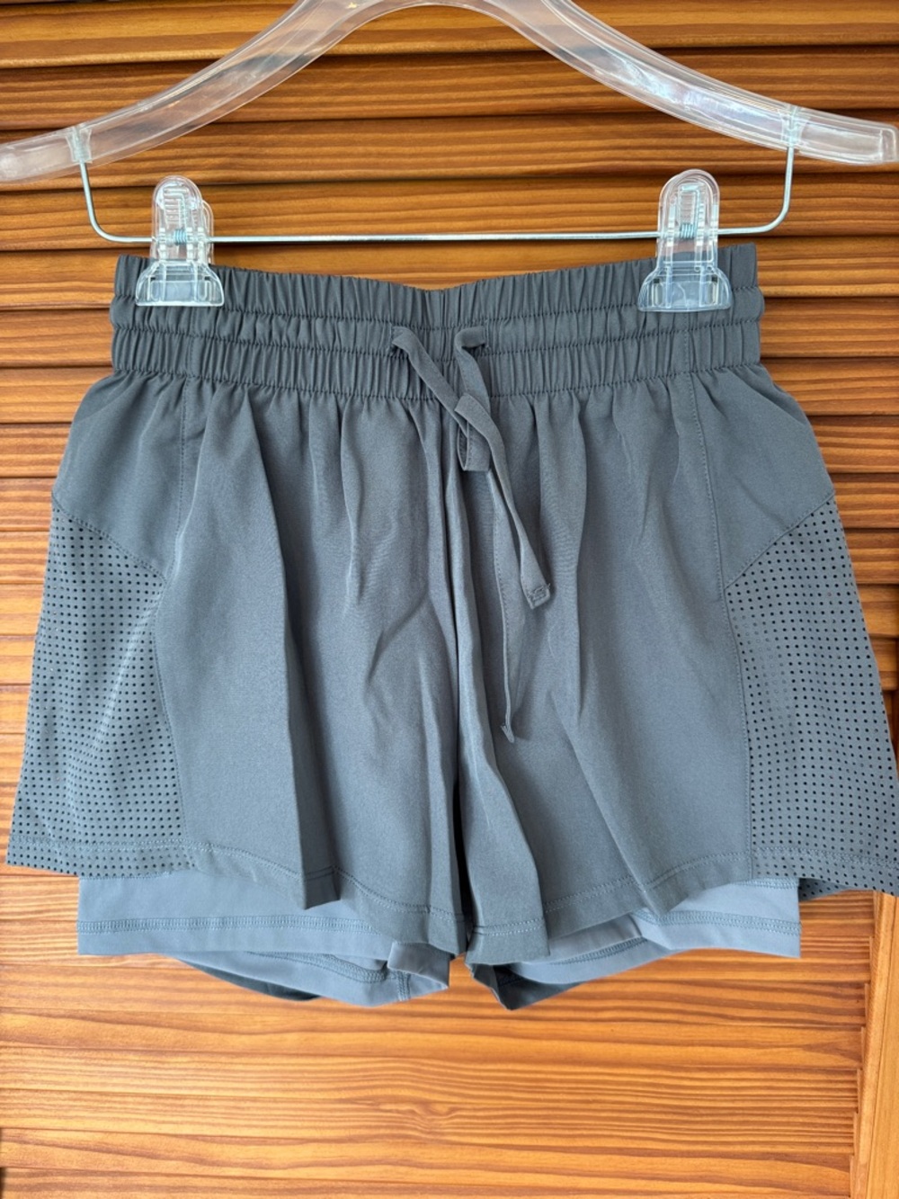 PINSPARK Women’s Gray Athletic Drawstring Shorts